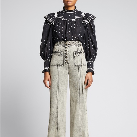 🌸NWT ulla johnson ester blouse in eclipse dot - Picture 5 of 13